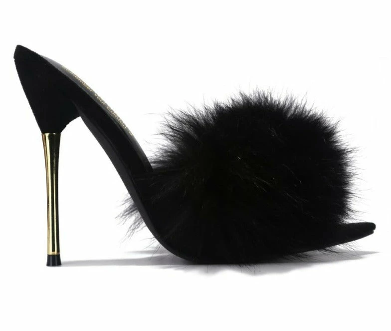 Head Over Heels: Bundle And Shoetique Mink Heels- Black New Arrivals