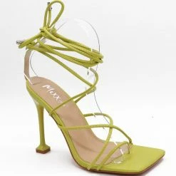 Head Over Heels: Bundle And Shoetique Footwear Tied Up Heels- Lime