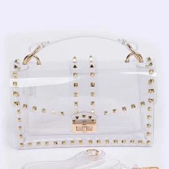 Head Over Heels: Bundle And Shoetique Clear Spiked Satchel- Gold