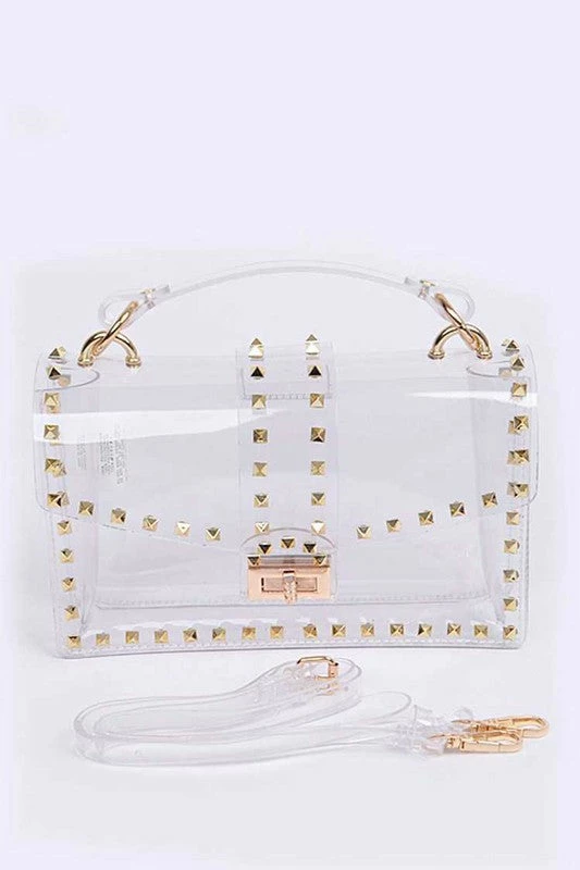 Head Over Heels: Bundle And Shoetique Clear Spiked Satchel- Gold