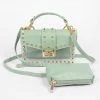 Head Over Heels: Bundle And Shoetique Accessories Studded Two In One Clutch- Sage Green