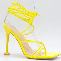 Head Over Heels: Bundle And Shoetique Tied Up Heels- Yellow Pat