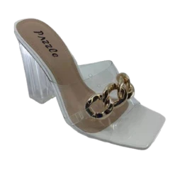 Head Over Heels: All In One Boutique Gold Link Heels- White
