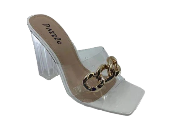 Head Over Heels: All In One Boutique Gold Link Heels- White