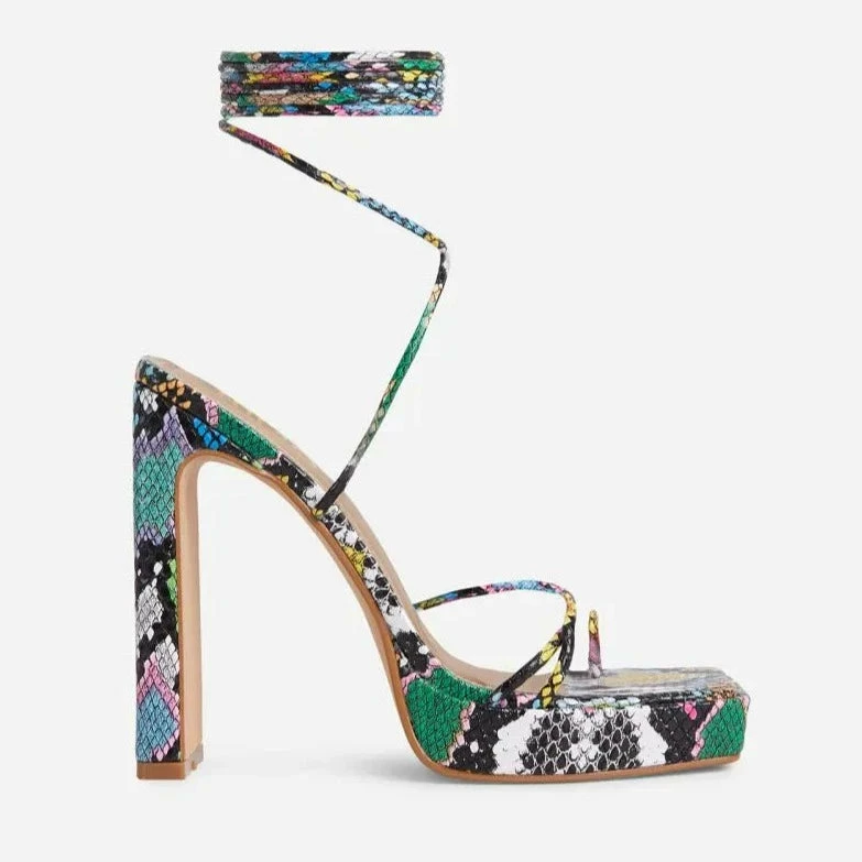 Head Over Heels: All In One Boutique Serpent Heels- Multi Footwear