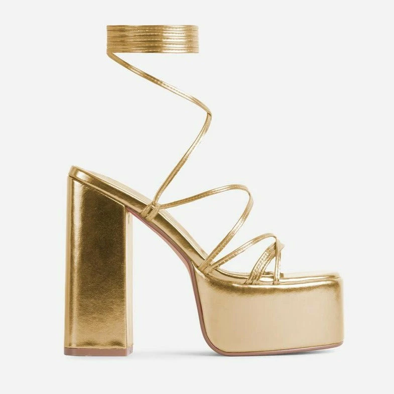 Head Over Heels: All In One Boutique Go Go Girl Heels- Gold Footwear