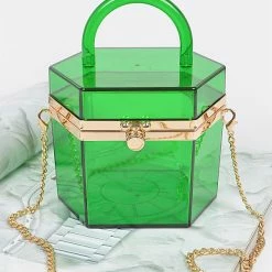 Head Over Heels: All In One Boutique Acrylic Clutch- Green Octagon