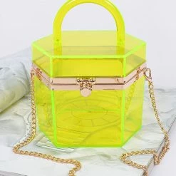 Head Over Heels: All In One Boutique Acrylic Clutch- Yellow Octagon