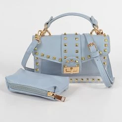 Head Over Heels: Bundle And Shoetique Accessories Studded Two In One Clutch- Blue
