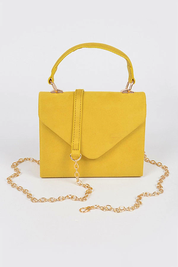 Head Over Heels: Bundle And Shoetique Accessories Suede Satchel- Yellow