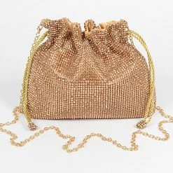 Head Over Heels: Bundle And Shoetique Glam Pouch Bag- Gold