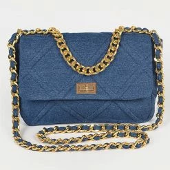 Head Over Heels: All In One Boutique Suzzie Denim Clutch- Dark