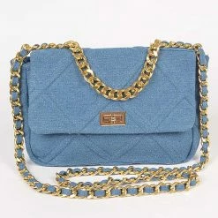 Head Over Heels: All In One Boutique Suzzie Denim Clutch- Light Accessories
