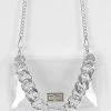 Head Over Heels: All In One Boutique Accessories Clear Chain Clutch-Silver