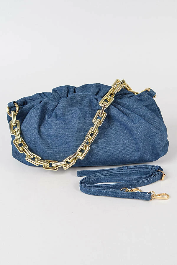 Head Over Heels: Bundle And Shoetique Scrunch Satchel- Dark Denim Accessories