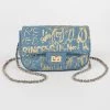 Head Over Heels: Bundle And Shoetique Graffiti Denim Clutch- Gold