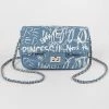 Head Over Heels: Bundle And Shoetique Accessories Graffiti Denim Clutch- Silver