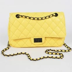 Head Over Heels: All In One Boutique Quilted PU Satchel- Yellow Accessories