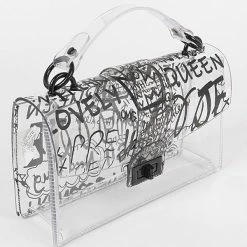 Head Over Heels: Bundle And Shoetique Accessories Clear Graffiti Satchel- Black