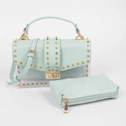 Head Over Heels: Bundle And Shoetique Large Studded Two In One Clutch- Mint