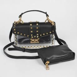 Head Over Heels: Bundle And Shoetique Accessories Studded Two In One Clutch- Black/ Gold