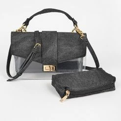 Head Over Heels: Bundle And Shoetique Two In One Bag- Black Denim