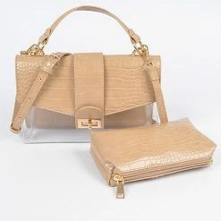 Head Over Heels: Bundle And Shoetique Accessories Croc Two In One Clutch- Nude