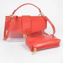 Head Over Heels: Bundle And Shoetique Croc Two In One Clutch- Red
