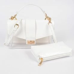 Head Over Heels: Bundle And Shoetique Croc Two In One Clutch- White