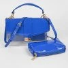 Head Over Heels: Bundle And Shoetique Accessories Leather Two In One Clutch- Blue