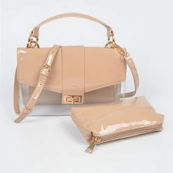Head Over Heels: Bundle And Shoetique Accessories Leather Two In One Clutch- Nude