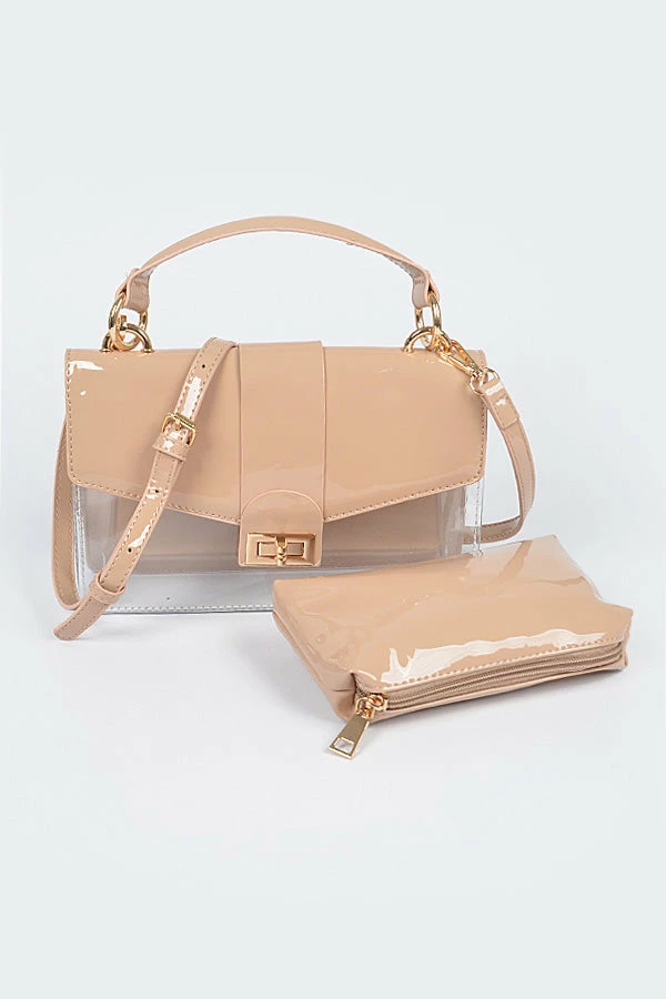 Head Over Heels: Bundle And Shoetique Accessories Leather Two In One Clutch- Nude
