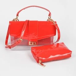 Head Over Heels: Bundle And Shoetique Leather Two In One Clutch- Red Accessories