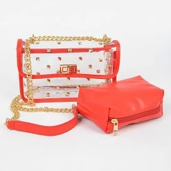 Head Over Heels: Bundle And Shoetique Accessories Studded 2n1 Handbag- Red