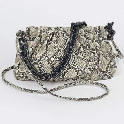 Head Over Heels: Bundle And Shoetique Scrunch Handbag Beige Snake Accessories