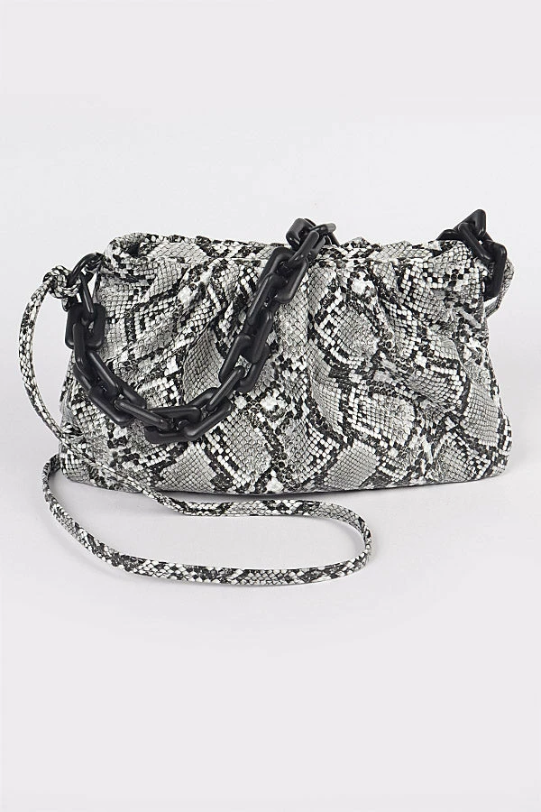 Head Over Heels: Bundle And Shoetique Accessories Scrunch Handbag Black Snake