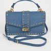Head Over Heels: Bundle And Shoetique Accessories Studded Denim Satchel- Dark
