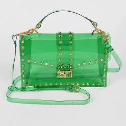 Head Over Heels: Bundle And Shoetique Accessories Clear Spiked Satchel- Green
