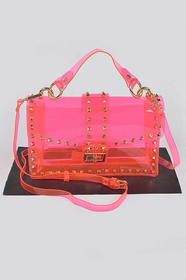 Head Over Heels: Bundle And Shoetique Clear Spiked Satchel- Pink