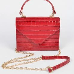 Head Over Heels: Bundle And Shoetique Glossy Croc Satchel- Burgundy