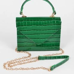 Head Over Heels: Bundle And Shoetique Glossy Croc Satchel- Green Accessories