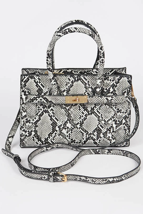 Head Over Heels: All In One Boutique Accessories Missy Satchel- Black Snake