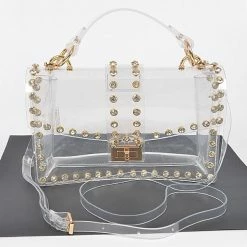 Head Over Heels: Bundle And Shoetique Diamond Stud Satchel- Gold Accessories
