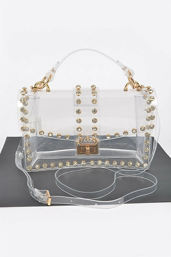 Head Over Heels: Bundle And Shoetique Diamond Stud Satchel- Gold Accessories