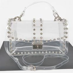 Head Over Heels: Bundle And Shoetique Accessories Diamond Stud Satchel- Silver