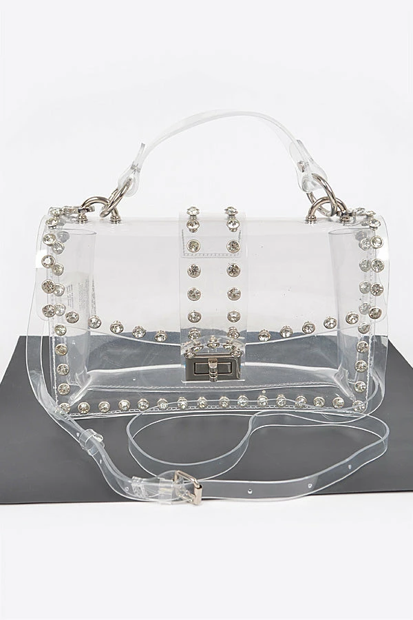 Head Over Heels: Bundle And Shoetique Accessories Diamond Stud Satchel- Silver