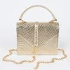 Head Over Heels: All In One Boutique Metallic Snake Satchel- Gold Accessories