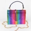 Head Over Heels: All In One Boutique Metallic Snake Satchel- Rainbow