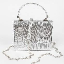 Head Over Heels: All In One Boutique Metallic Snake Satchel- Silver Accessories
