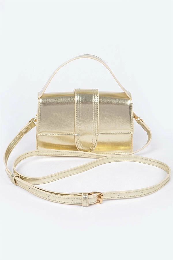 Head Over Heels: Bundle And Shoetique Metalic Flap Satchel- Gold